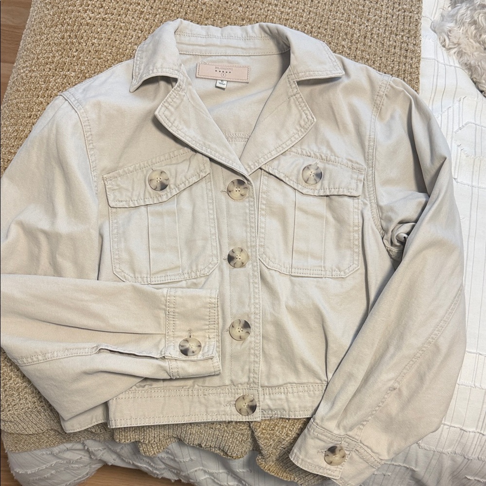 Blank NYC Cream Button-Front Jean Jacket